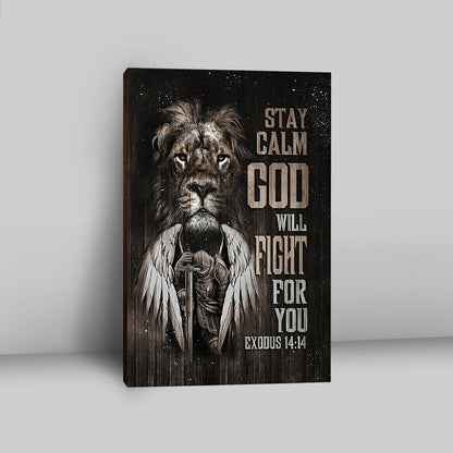 Black Lion Warrior God Will Fight For You Canvas Wall Art - Bible Verse Canvas Art - Inspirational Art - Christian Home Decor