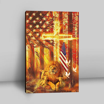 Lion & Lambs Canvas Wall Art - Christian Wall Canvas - Religious Canvas Prints