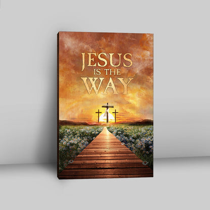 Jesus Is The Way Bridge Beautiful Sunset Cross Canvas Wall Art - Bible Verse Canvas Art - Inspirational Art - Christian Home Decor