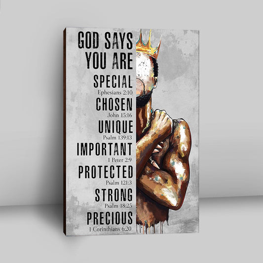 God Says You Are Motivational Black Canvas Art - African American Wall Art