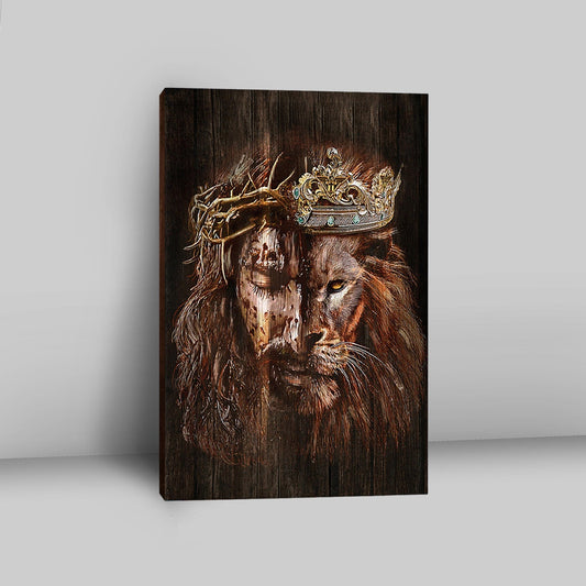 Lion Of Judah Jesus The King Awesome Crowns Canvas - Lion Canvas Print - Christian Wall Art - Religious Home Decor