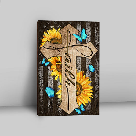 Cross With Sunflower Faith Canvas Art - Bible Verse Wall Art - Christian Inspirational Wall Decor