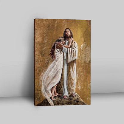 Jesus Hug In The Arms Of His Love Canvas Art - Christian Art - Bible Verse Wall Art - Religious Home Decor