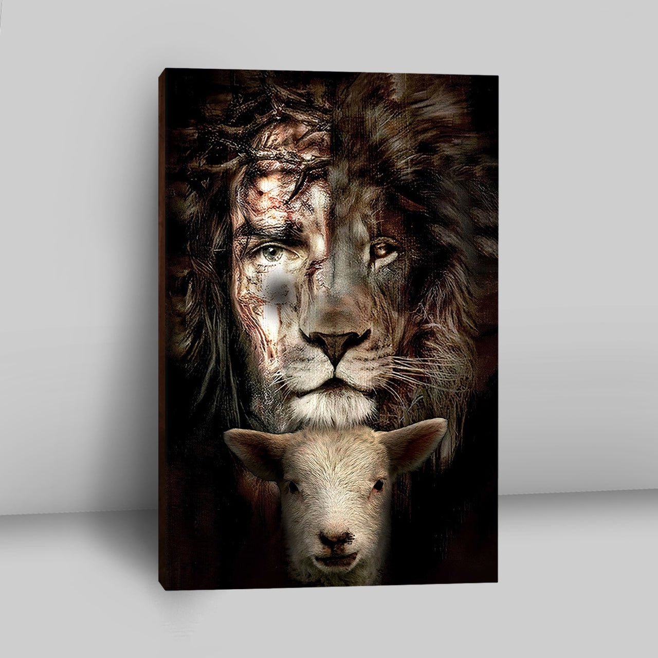 Lion And Lamb Canvas Wall Art - Christian Wall Canvas - Religious Canvas Prints