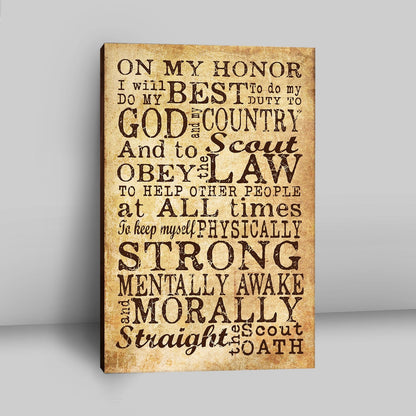 On My Honor I Will Do My Best Straight The Scout Oath Canvas Wall Art - Christian Wall Canvas - Religious Canvas Prints