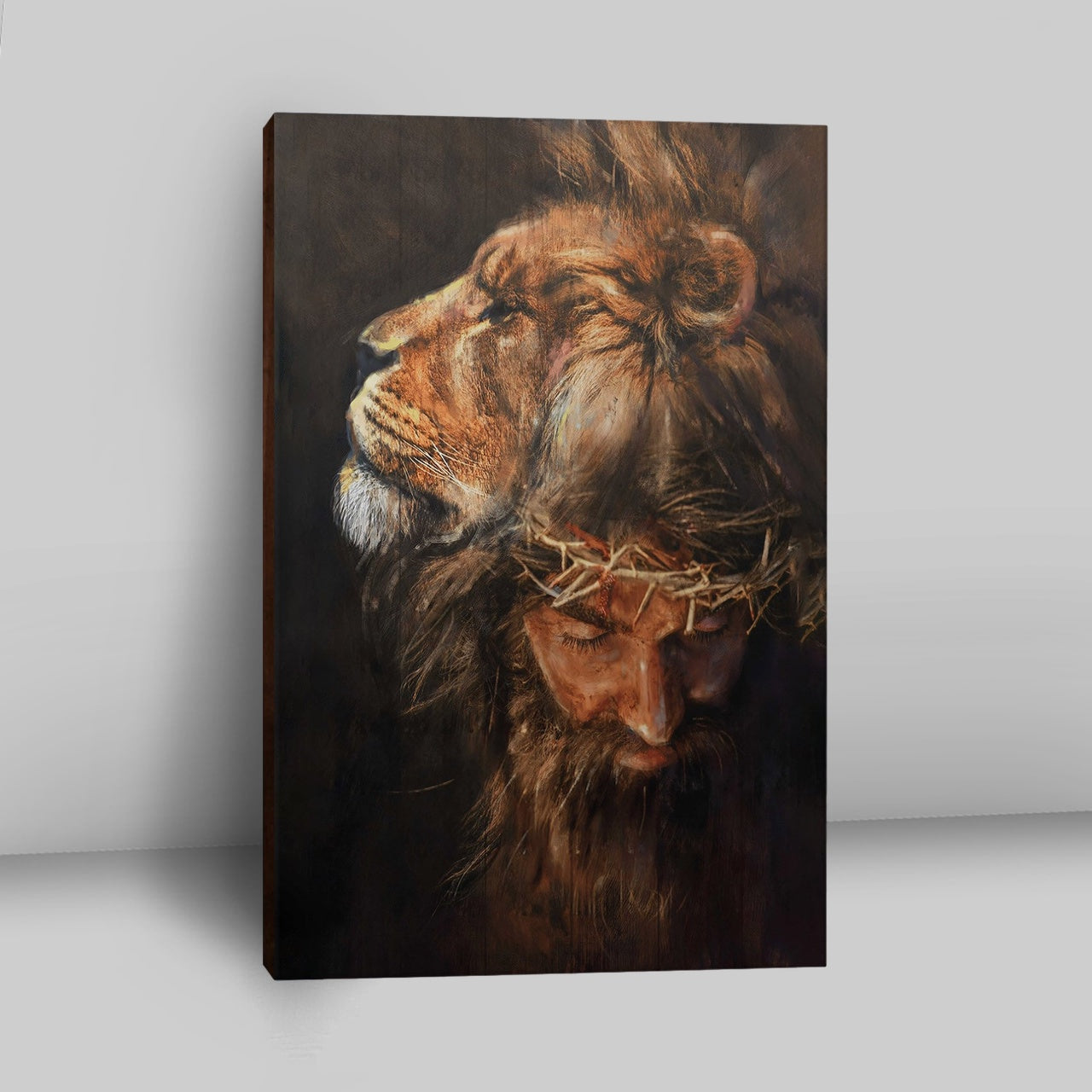 Jesus Lion Head Canvas Wall Art - Jesus Canvas Pictures - Christian Canvas Wall Art