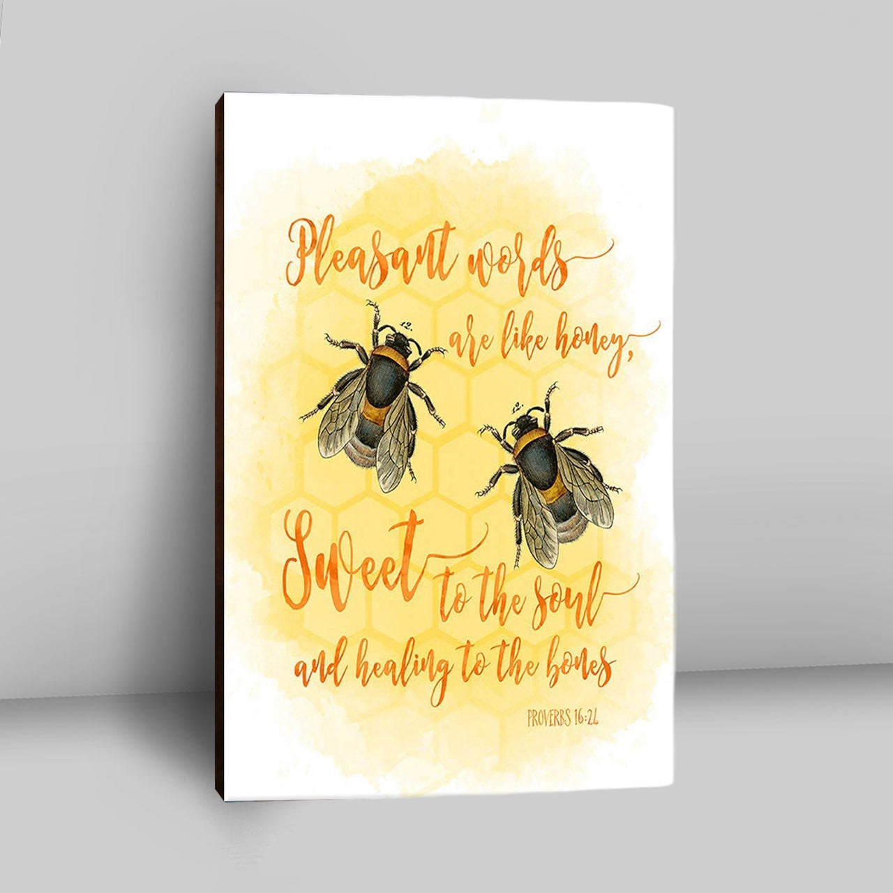 Pleasant Words Are Like Honey Bee Wall Art - Proverbs 16 24 - Christian Canvas Wall Art Decor