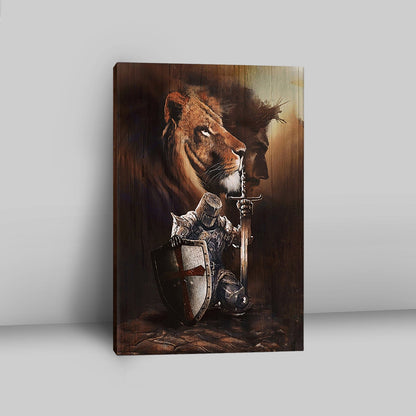 Knight Of God Lion Of Judah Serving The Lord Canvas - Lion Canvas Print - Christian Wall Art - Religious Home Decor