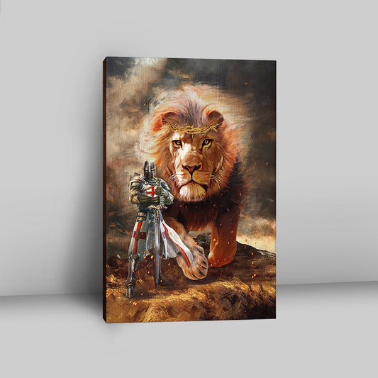 Lion Of Judah Knight Of God Canvas - Lion Canvas Print - Christian Wall Art - Religious Home Decor