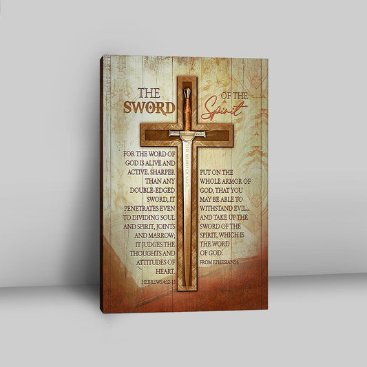 Cross Bible Verses Word Of God Canvas- The Sword Of The Spirit Canvas Wall Art - Christian Canvas Prints - Bible Verse Canvas Art