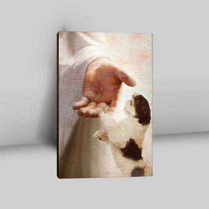 Jesus Hand Shih Tzu Canvas - Take His Hand Wall Art Canvas - Jesus Portrait Canvas Prints - Christian Wall Art