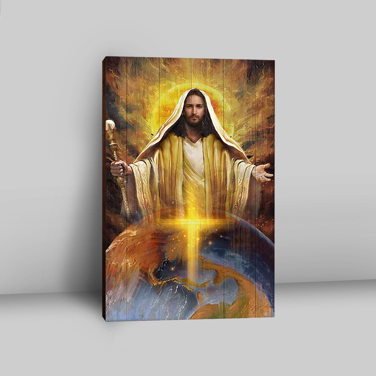 Jesus Got The Whole World In His Hands Wall Art Canvas - Jesus Portrait Canvas Prints - Christian Wall Art