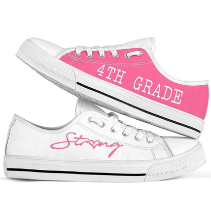 4Th Grade Strong Pink White Shoes, Teacher Shoes, Low Top Sneakers