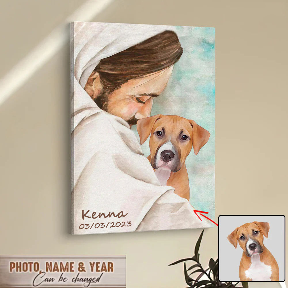 Jesus & Dog Memorial Canvas Prints - Gift For Someone Who Lost A Pet - Dog Remembrance Gifts