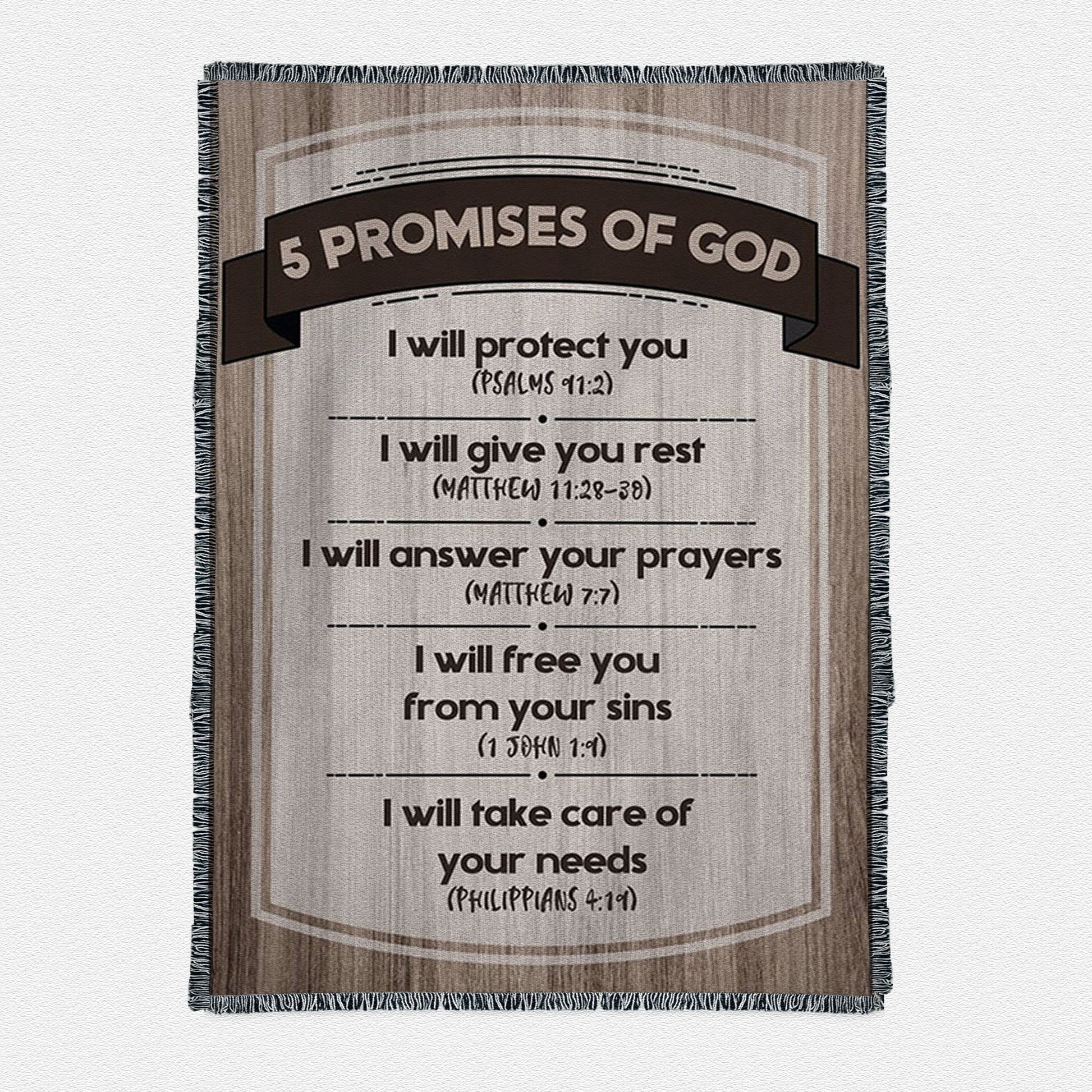 5 Promises Of God Woven Throw Boho Blanket - Christian Woven Throw Blanket Prints - Religious Decor