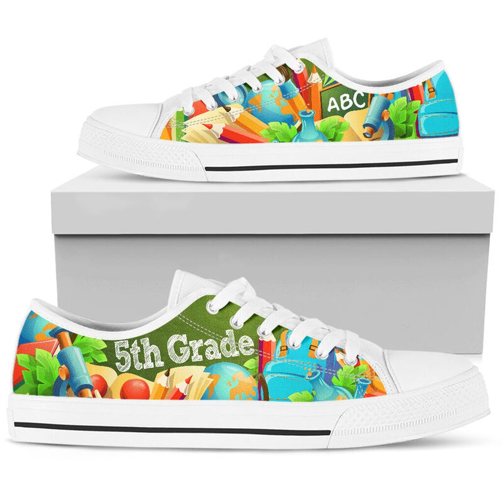 5Th Grade Abc 3D Low Top Shoes, Teacher Shoes, Low Top Sneakers