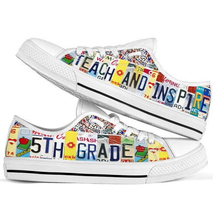 5Th Grade License Plates Low Top Shoes, Teacher Shoes, Low Top Sneakers