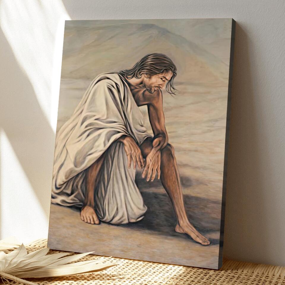 Jesus In The Desert - Jesus Canvas - Jesus Canvas Painting - Jesus Canvas Art - Scripture Canvas - Ciaocustom