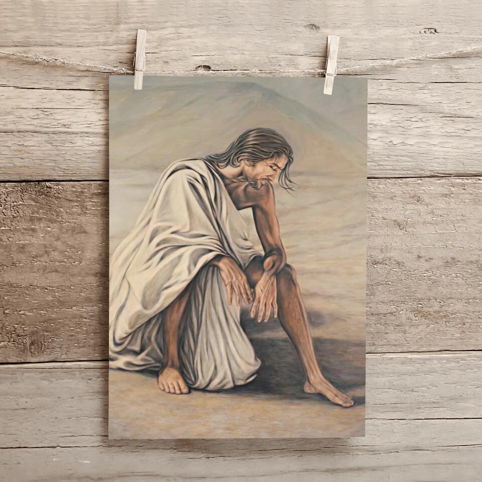 Jesus In The Desert - Jesus Canvas - Jesus Canvas Painting - Jesus Canvas Art - Scripture Canvas - Ciaocustom