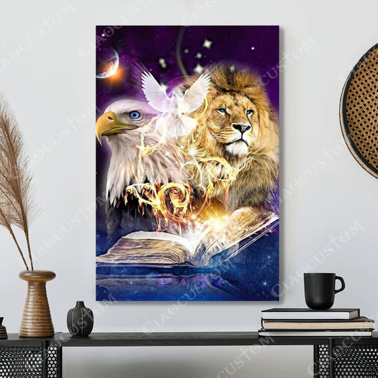 Lion Lamb Dove - Jesus Pictures - Jesus Canvas Poster - Jesus Wall Art - Christ Pictures - Christian Canvas Prints - Gift For Christian - Ciaocustom