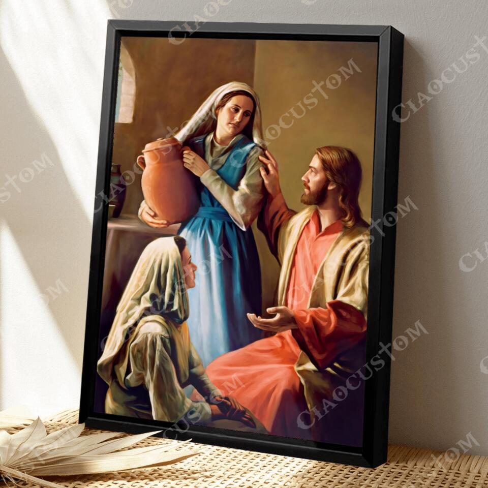 Jesus Mary And Martha - Jesus Canvas - Jesus Canvas Painting - Jesus Canvas Art - Scripture Canvas - Ciaocustom