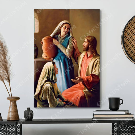 Jesus Mary And Martha - Jesus Canvas - Jesus Canvas Painting - Jesus Canvas Art - Scripture Canvas - Ciaocustom