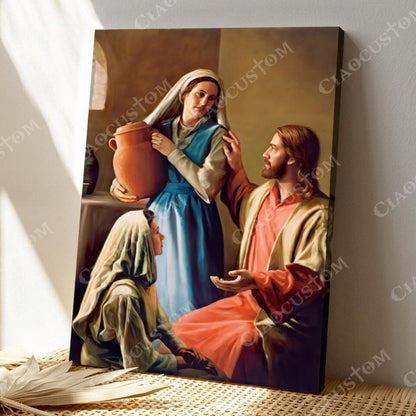 Jesus Mary And Martha - Jesus Canvas - Jesus Canvas Painting - Jesus Canvas Art - Scripture Canvas - Ciaocustom