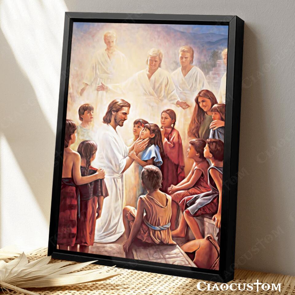 Behold Your Little Ones Canvas Poster - Christ with Children Canvas Wall Art - Ciaocustom