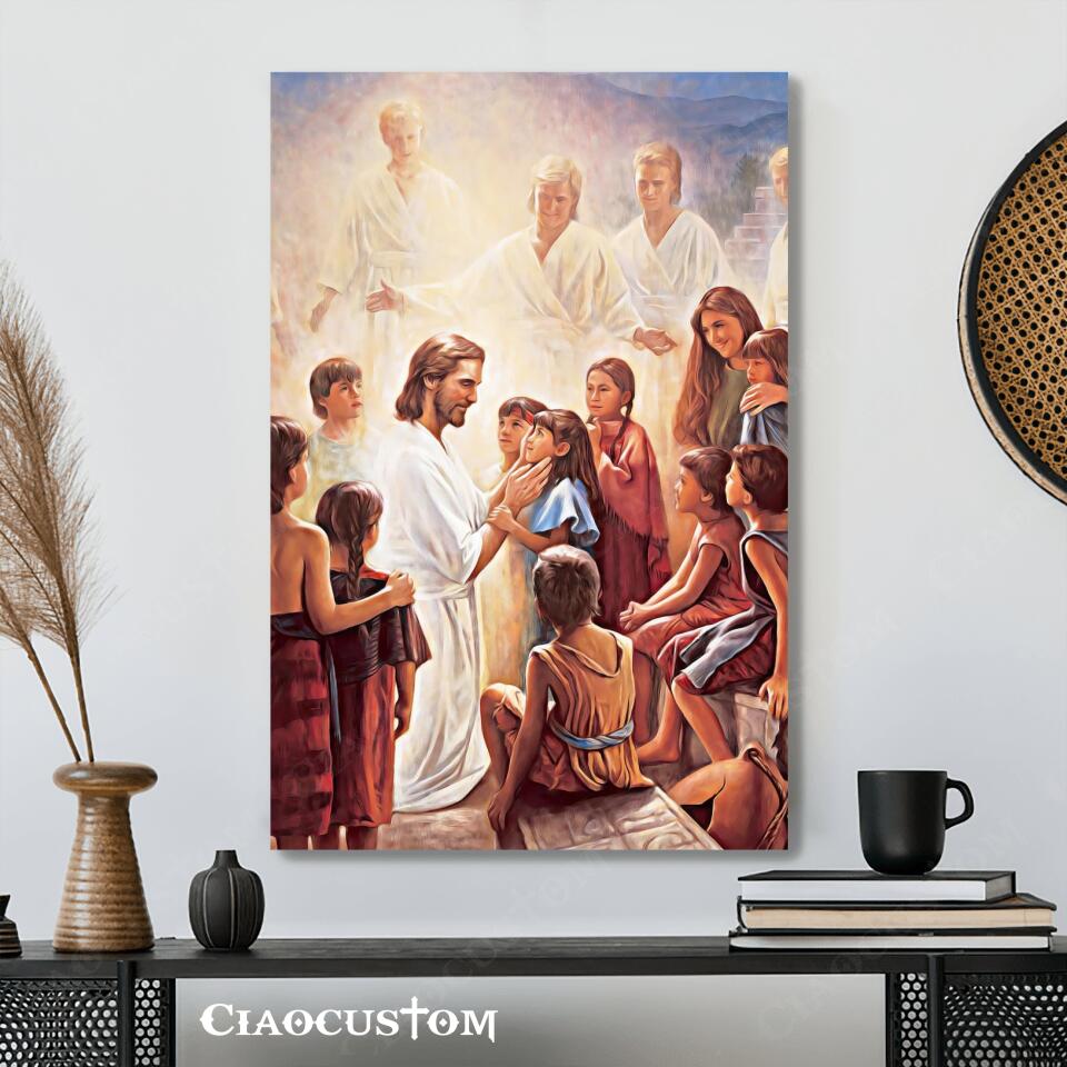 Behold Your Little Ones Canvas Poster - Christ with Children Canvas Wall Art - Ciaocustom