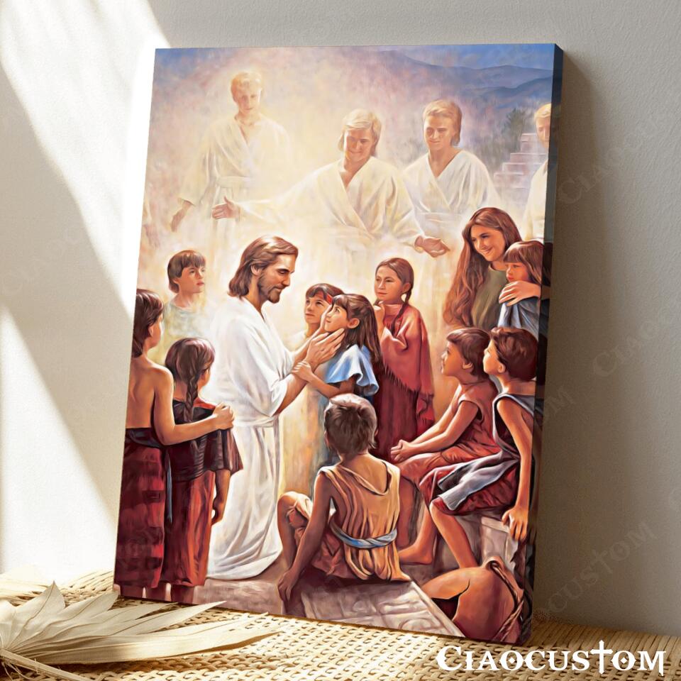 Behold Your Little Ones Canvas Poster - Christ with Children Canvas Wall Art - Ciaocustom