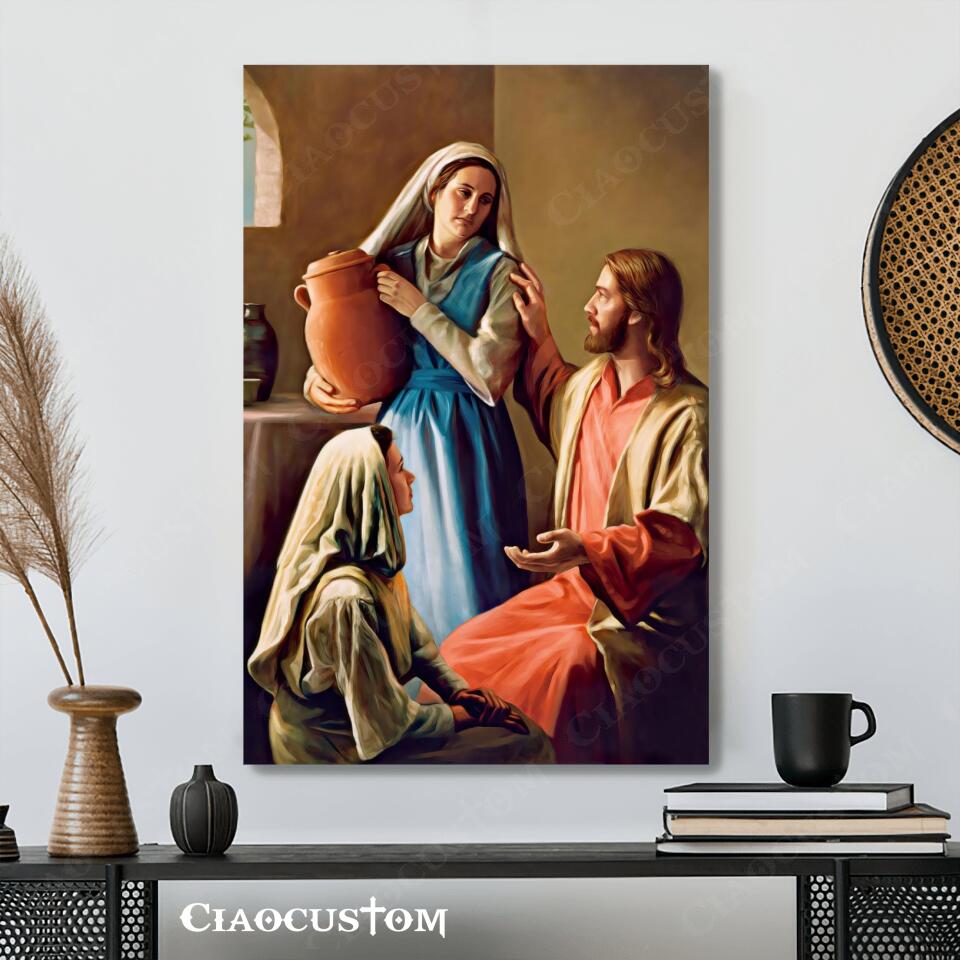 Mary And Martha Canvas Wall Art - Christian Wall Posters - Ciaocustom