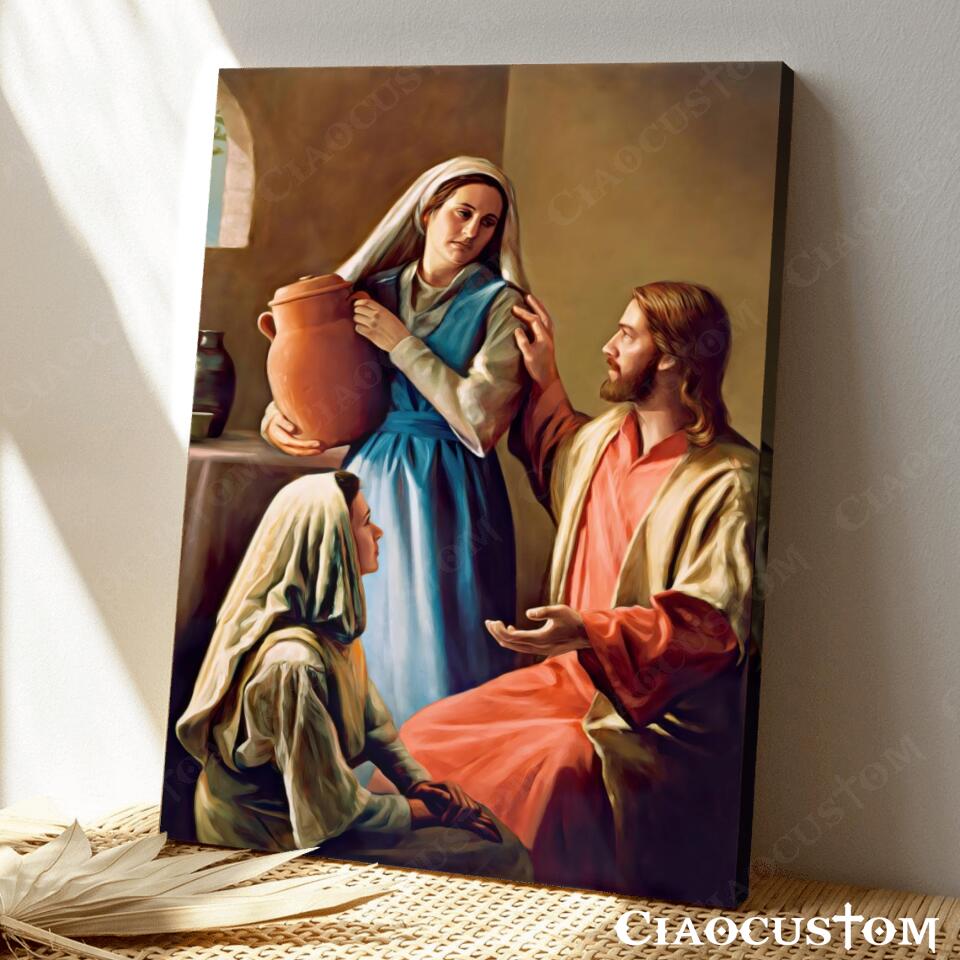 Mary And Martha Canvas Wall Art - Christian Wall Posters - Ciaocustom