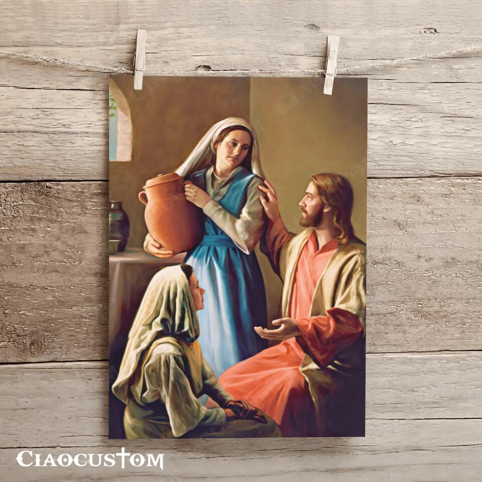 Mary And Martha Canvas Wall Art - Christian Wall Posters - Ciaocustom