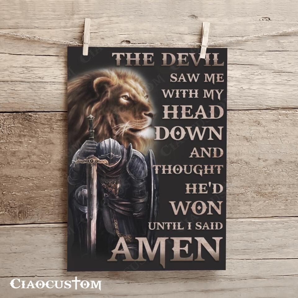 The Devil Saw Me With My Head Down 5 - Lion And Warrior Canvas - Christian Canvas Wall Art - Ciaocustom