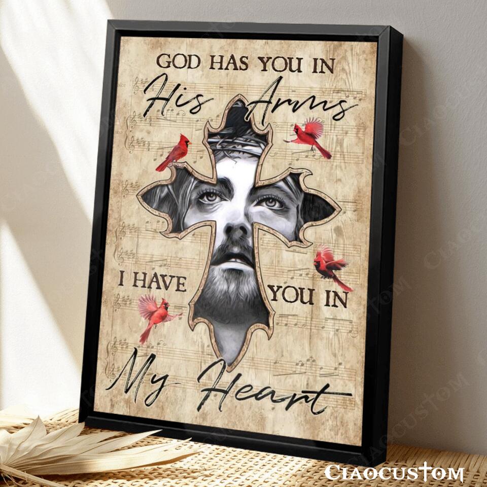 God Has You In His Arms I Have You In My Heart - Bible Verse Canvas - Christian Canvas Wall Art - God Canvas - Ciaocustom