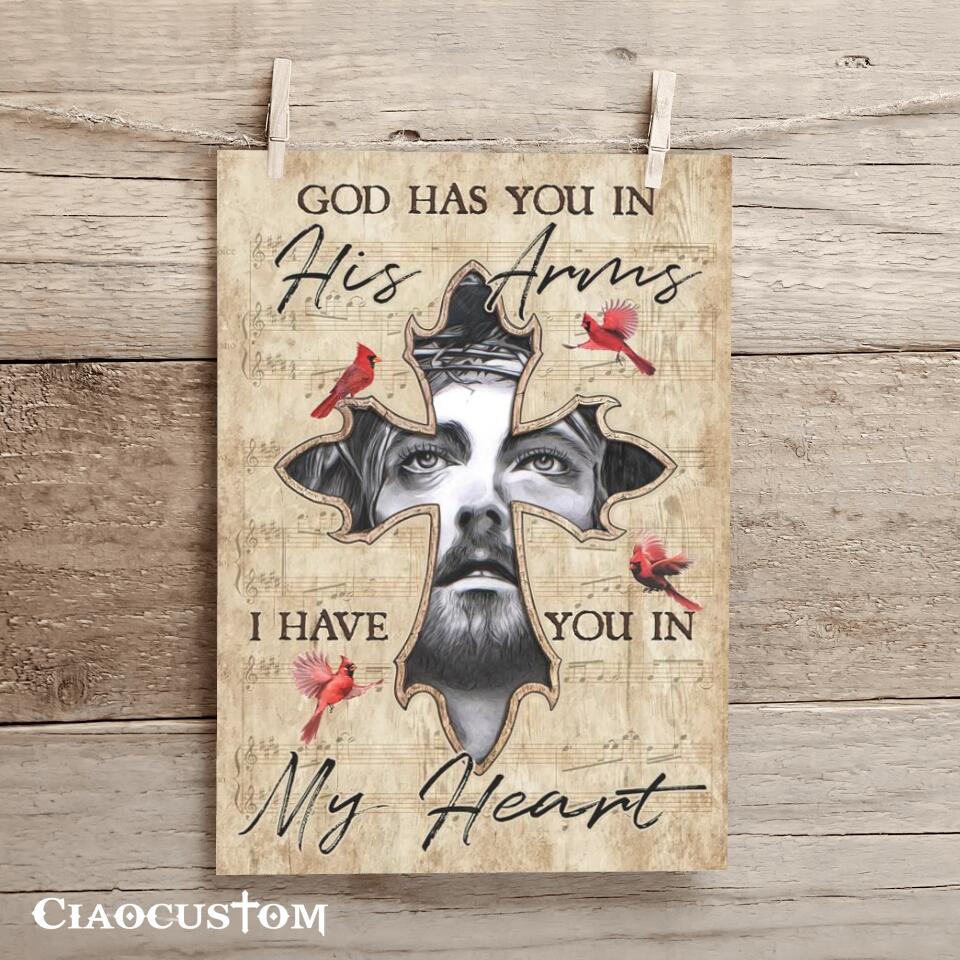 God Has You In His Arms I Have You In My Heart - Bible Verse Canvas - Christian Canvas Wall Art - God Canvas - Ciaocustom