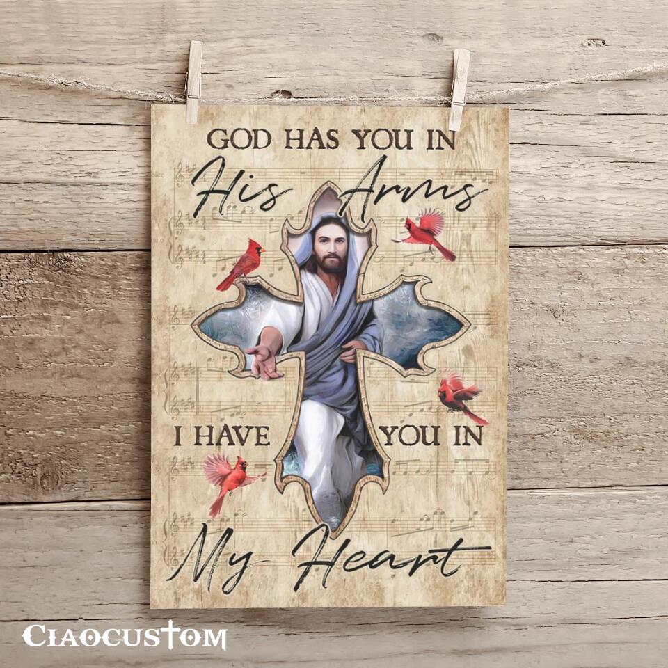 God Has You In His Arms I Have You In My Heart 1 - Bible Verse Canvas - Christian Canvas Wall Art - God Canvas - Ciaocustom