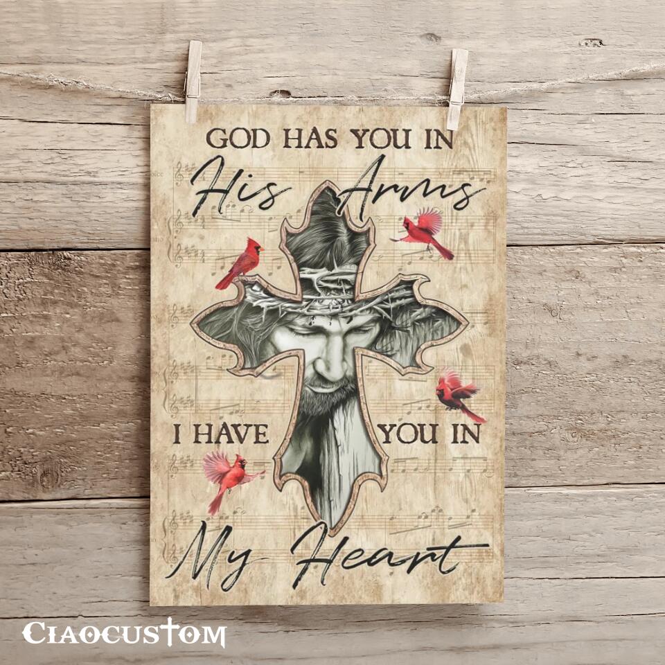 God Has You In His Arms I Have You In My Heart 2 - Bible Verse Canvas - Christian Canvas Wall Art - God Canvas - Ciaocustom