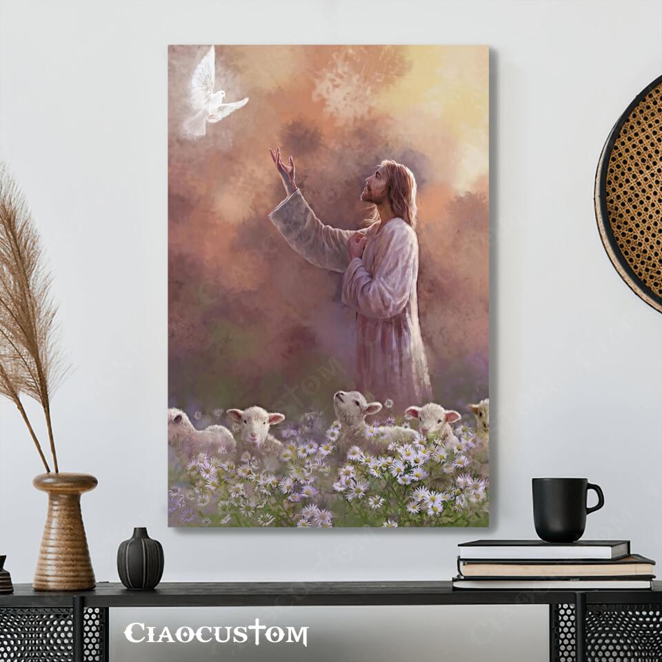 Prince of Peace Canvas Wall Art - Jesus Christ With Dove Posters - Ciaocustom