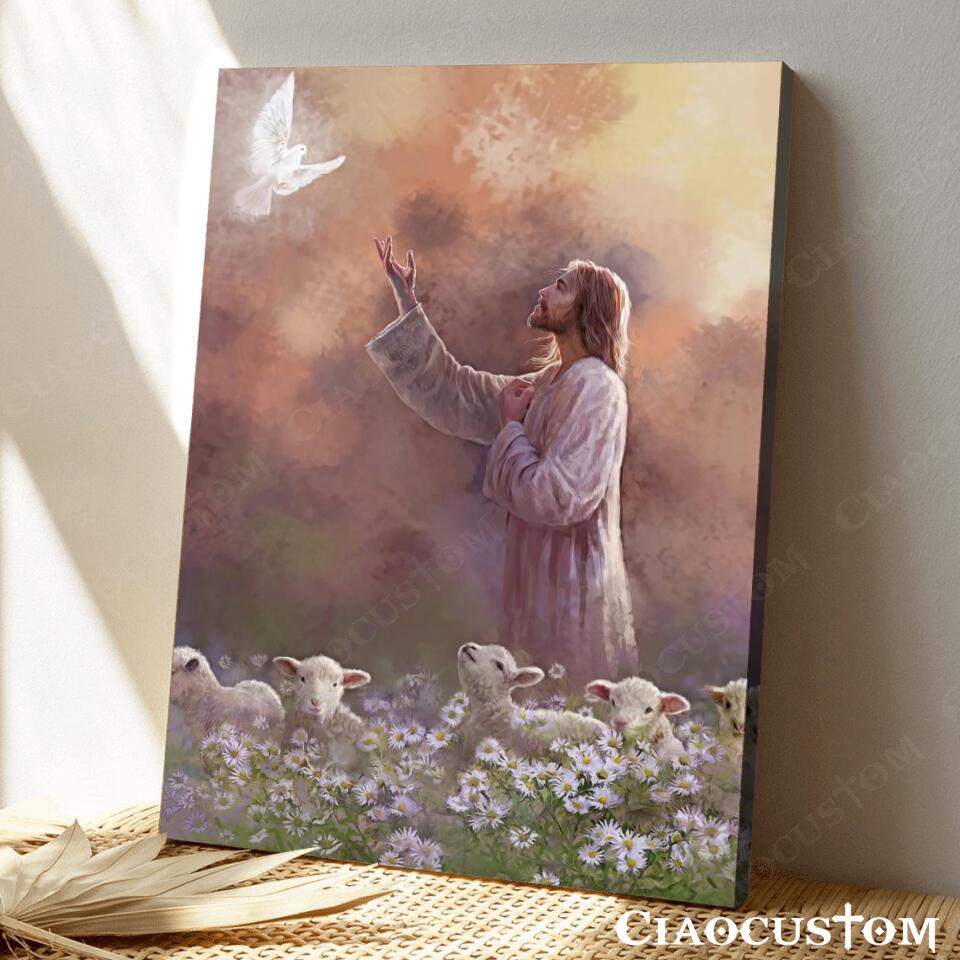 Prince of Peace Canvas Wall Art - Jesus Christ With Dove Posters - Ciaocustom