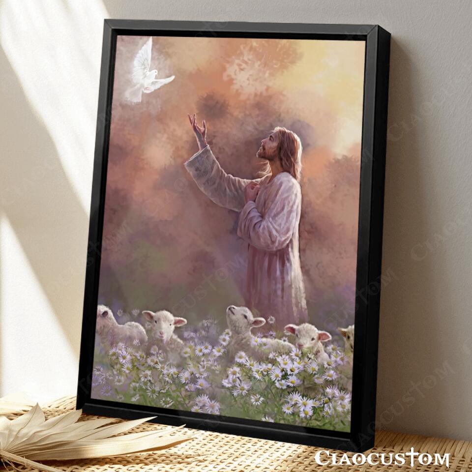 Prince of Peace Canvas Wall Art - Jesus Christ With Dove Posters - Ciaocustom