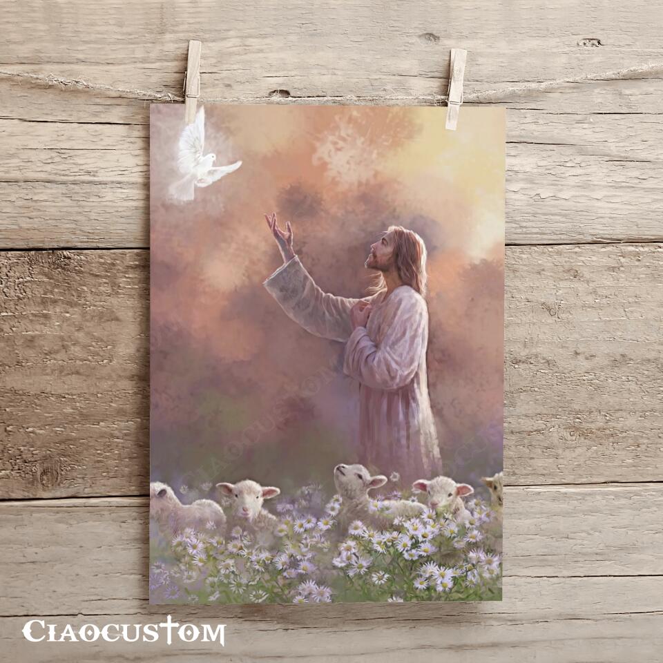 Prince of Peace Canvas Wall Art - Jesus Christ With Dove Posters - Ciaocustom