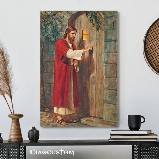 Jesus Knocking On The Door - Jesus Canvas Painting - Jesus Canvas Art - Jesus Poster - Jesus Canvas - Christian Gift - Ciaocustom