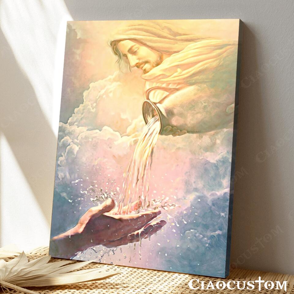 Jesus Life Giving Water - Jesus Canvas Painting - Jesus Canvas Art - Jesus Poster - Jesus Canvas - Christian Gift - Ciaocustom