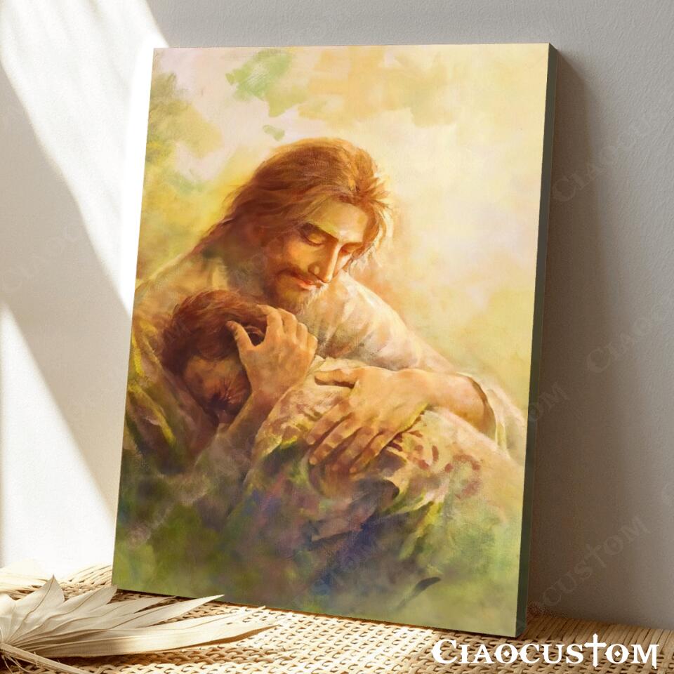 Jesus Christ Hugging Child - Jesus Canvas Painting - Jesus Canvas Art - Jesus Poster - Jesus Canvas - Christian Gift - Ciaocustom