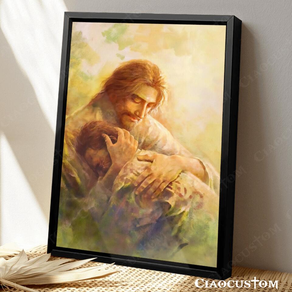 Jesus Christ Hugging Child - Jesus Canvas Painting - Jesus Canvas Art - Jesus Poster - Jesus Canvas - Christian Gift - Ciaocustom