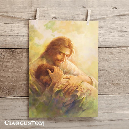 Jesus Christ Hugging Child - Jesus Canvas Painting - Jesus Canvas Art - Jesus Poster - Jesus Canvas - Christian Gift - Ciaocustom