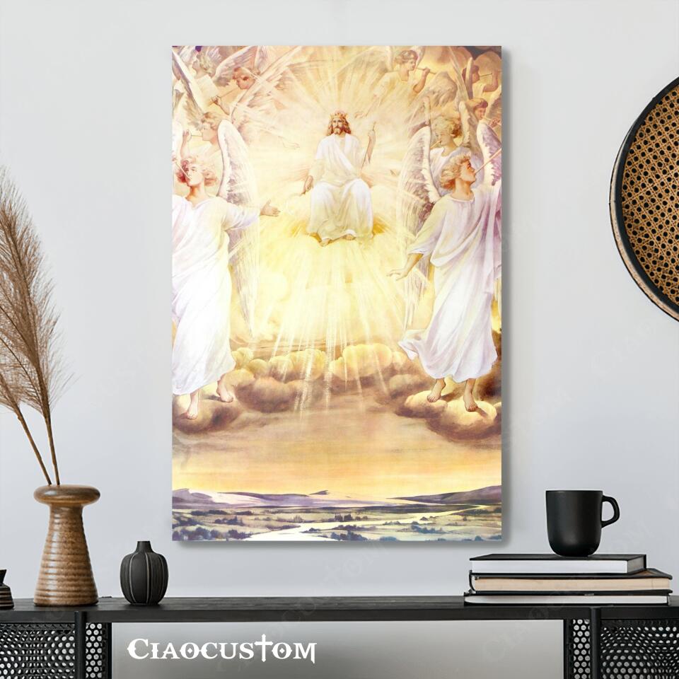 Jesus Christ With Angels - Jesus Canvas Painting - Jesus Canvas Art - Jesus Poster - Jesus Canvas - Christian Gift - Ciaocustom