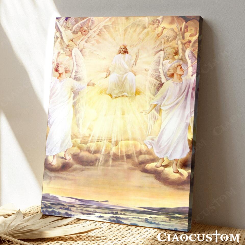 Jesus Christ With Angels - Jesus Canvas Painting - Jesus Canvas Art - Jesus Poster - Jesus Canvas - Christian Gift - Ciaocustom