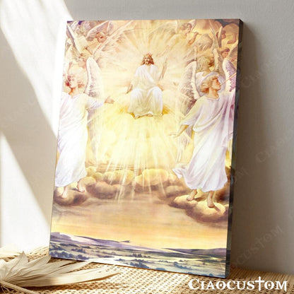 Jesus Christ With Angels - Jesus Canvas Painting - Jesus Canvas Art - Jesus Poster - Jesus Canvas - Christian Gift - Ciaocustom